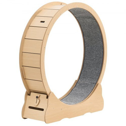 Cat Exercise Wheel, 48 in Wooden Cat Running Wheel for Indoor Cats up to 28 lbs, Cats Treadmill with Carpeted Runway & Locking Mechanism, Quiet Roller Kitten Sport Toys for Pets Fitness & Health